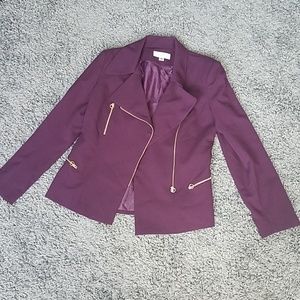 Eggplant Calvin Klein fitted blazer w gold zippers